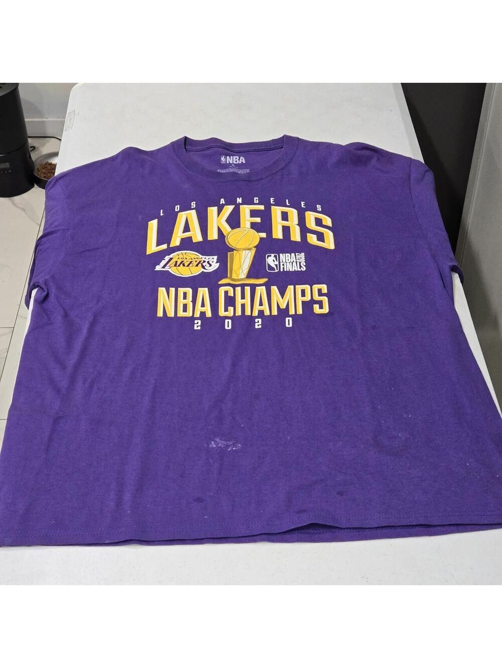 -Lakers 2020 NBA Champions purple cotton t-shirt -Size XL